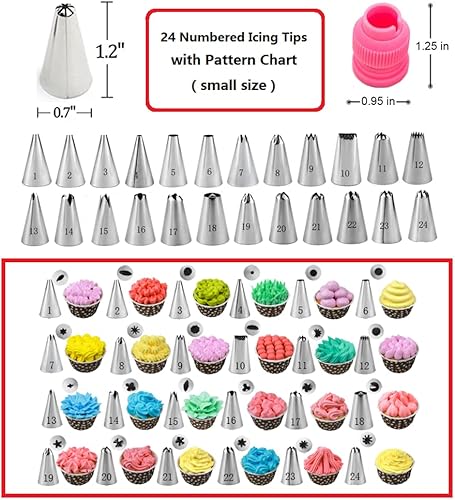 Miniatura 3 de Kit de decoración de pasteles de 90 piezas con tocadiscos para pasteles, nivelador de pasteles, 24 puntas de glaseado numeradas, 2 espátulas, 3