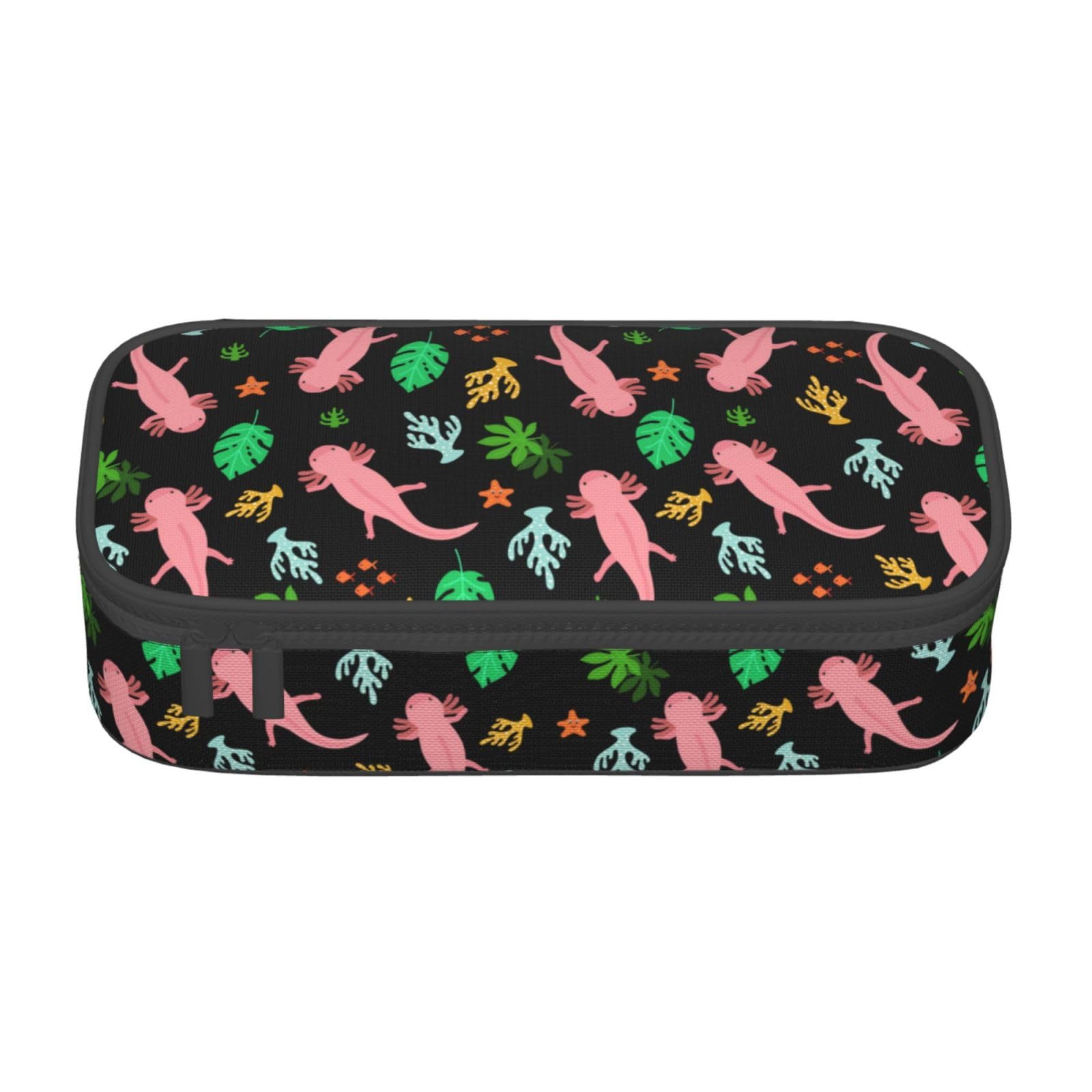 GardEssere Axolotl Large Pencil Case Aesthetic Big Capacity Cute Pencil Box Pouch with Zipper Pencil Case for Girls Boys Kids Cosmetic Bag for Women for School Office Black - Image 3