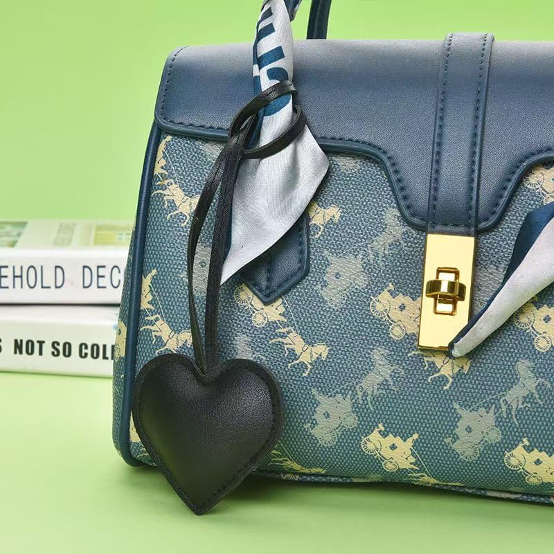 DESIAR 2 PCS Leather Heart Bag Charms Keychain for Women Girls - Cute Heart Keychain Accessories for Tote Purse, Backpack, Handbag (Red and Black) - Image 5