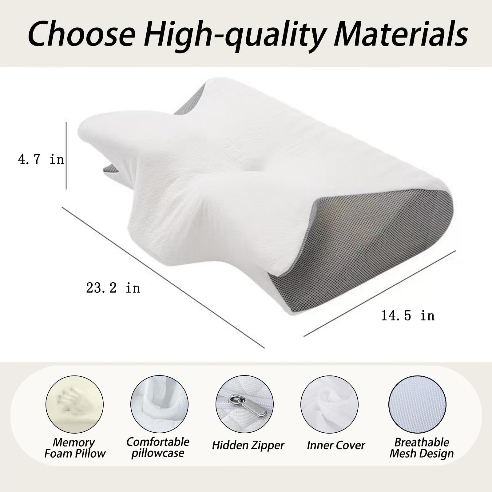 Curosleep Coussin orthopédique ergonomique avec soutien profilé pour les côtés, avec formation de mousse au niveau de la nuque et douleurs dans la nuque, le coussin de nuque atténue (noir)