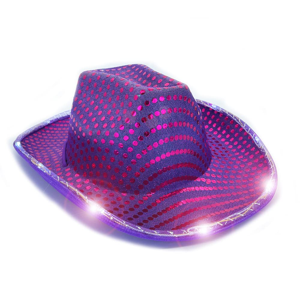 YADIRF Led Hat Cowboy Sequin Party Cap Flashing Light Up Dance Party Cowboy For Halloween Costume Cosplay Holiday