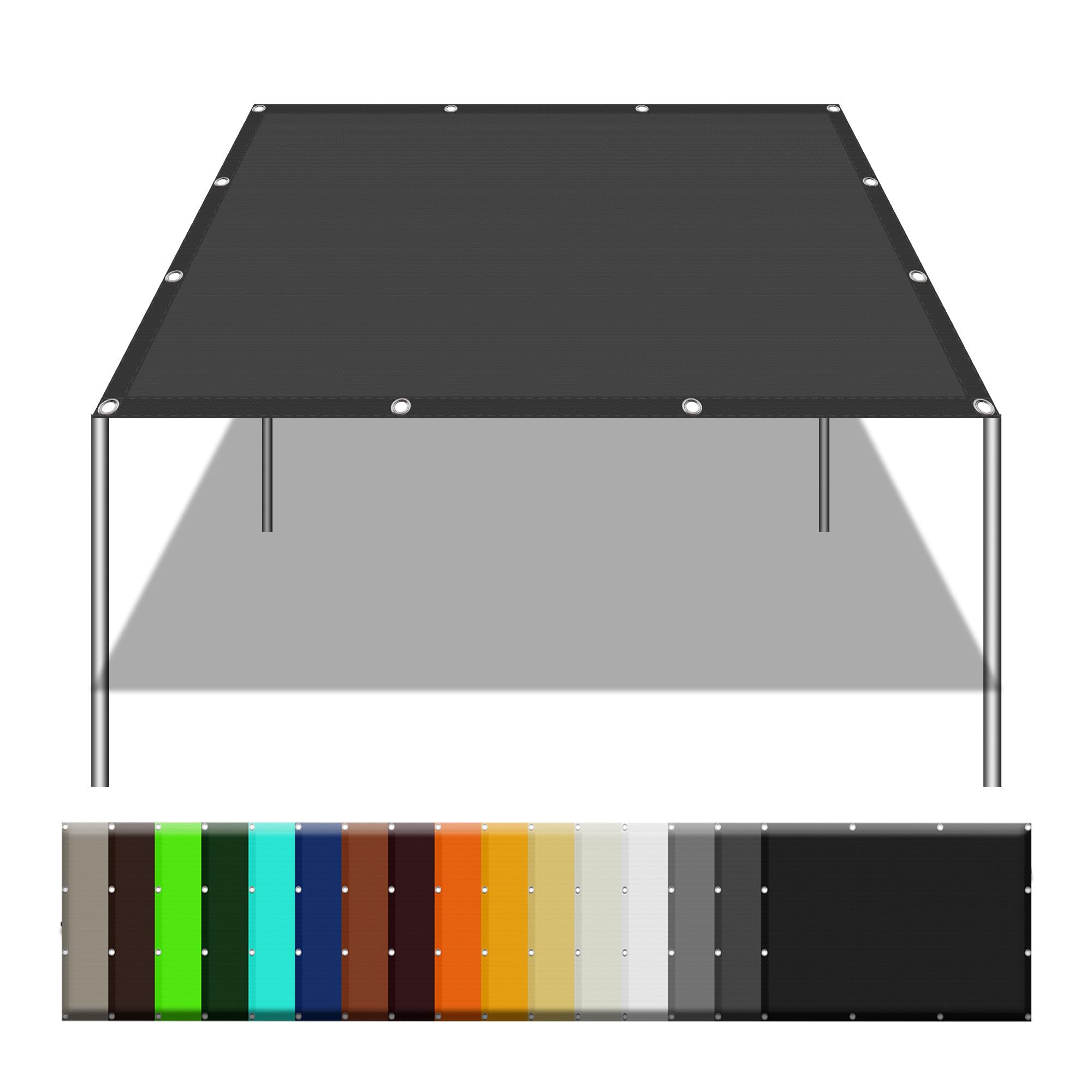 Bâche de jardin filet d'ombrage 2.7 x 4.5 m toile solaire gris foncé avec cordons
