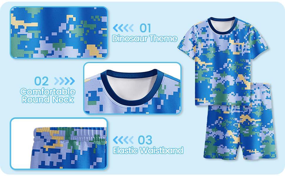 Boys Camo Short Sleeve T-Shirt and Shorts Set Kids Camouflage Play Outfit 5-12 Years4