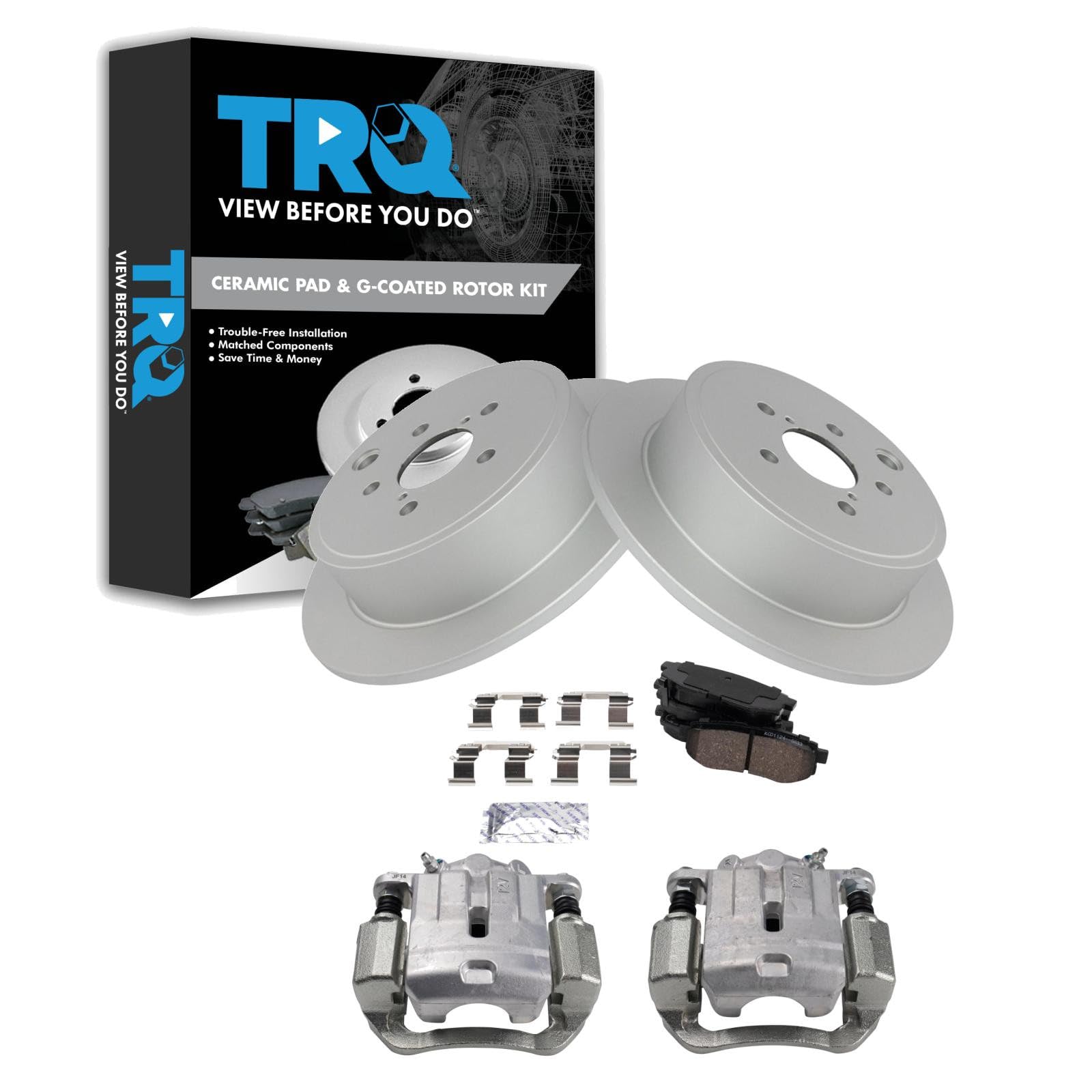 TRQ Rear Brake Pad and Rotor Set Ceramic G Coated 292mm Diameter Rotors