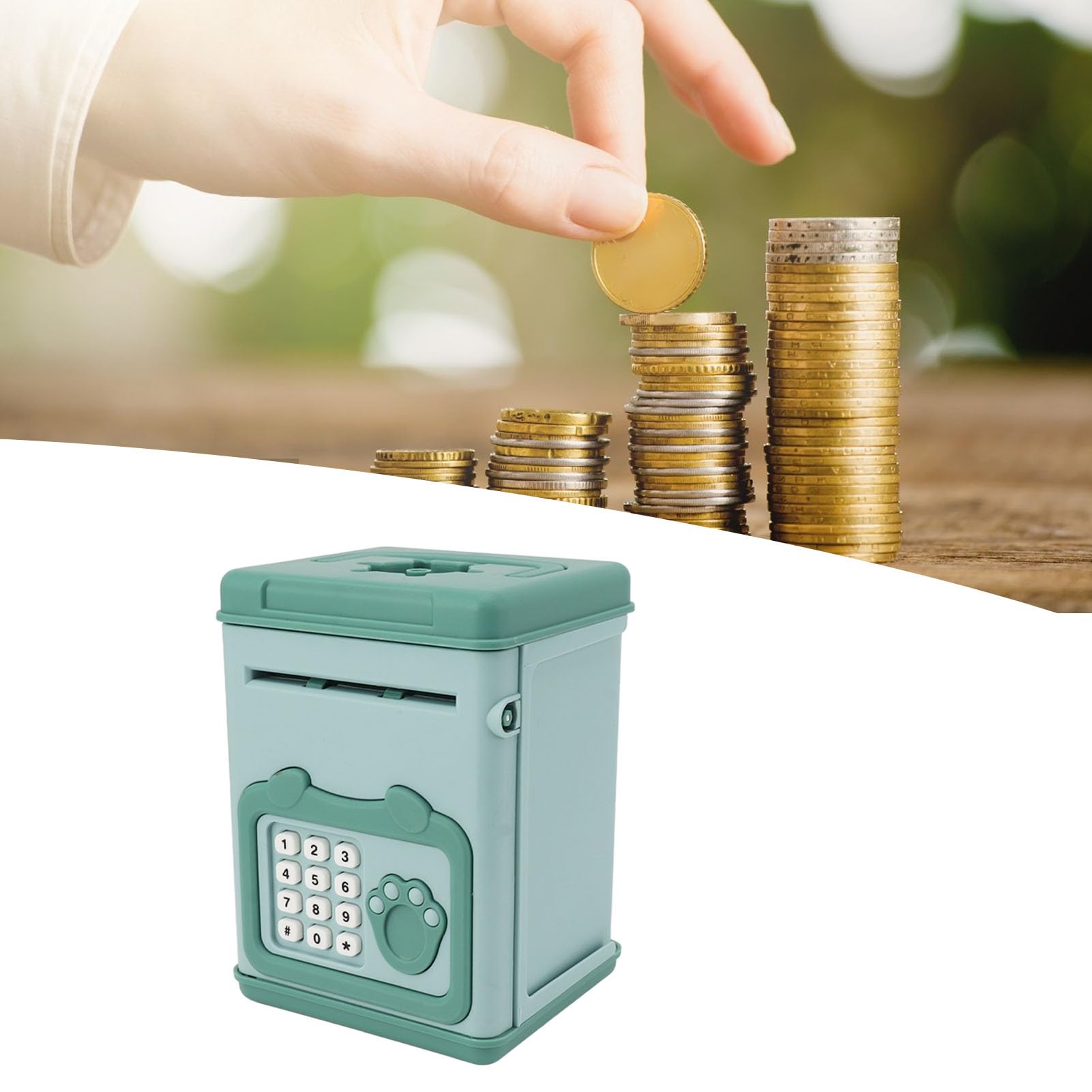 Amazon.co.jp: ATM貯金箱 男の子 女の子用、 大容量の漫画の安全なコインバンク、 パスワードコードロックキッズセーフマネージャー、  キッズキャッシュコイン缶 男の子 女の子用 ギフトおもちゃに最適 グリーン : おもちゃ