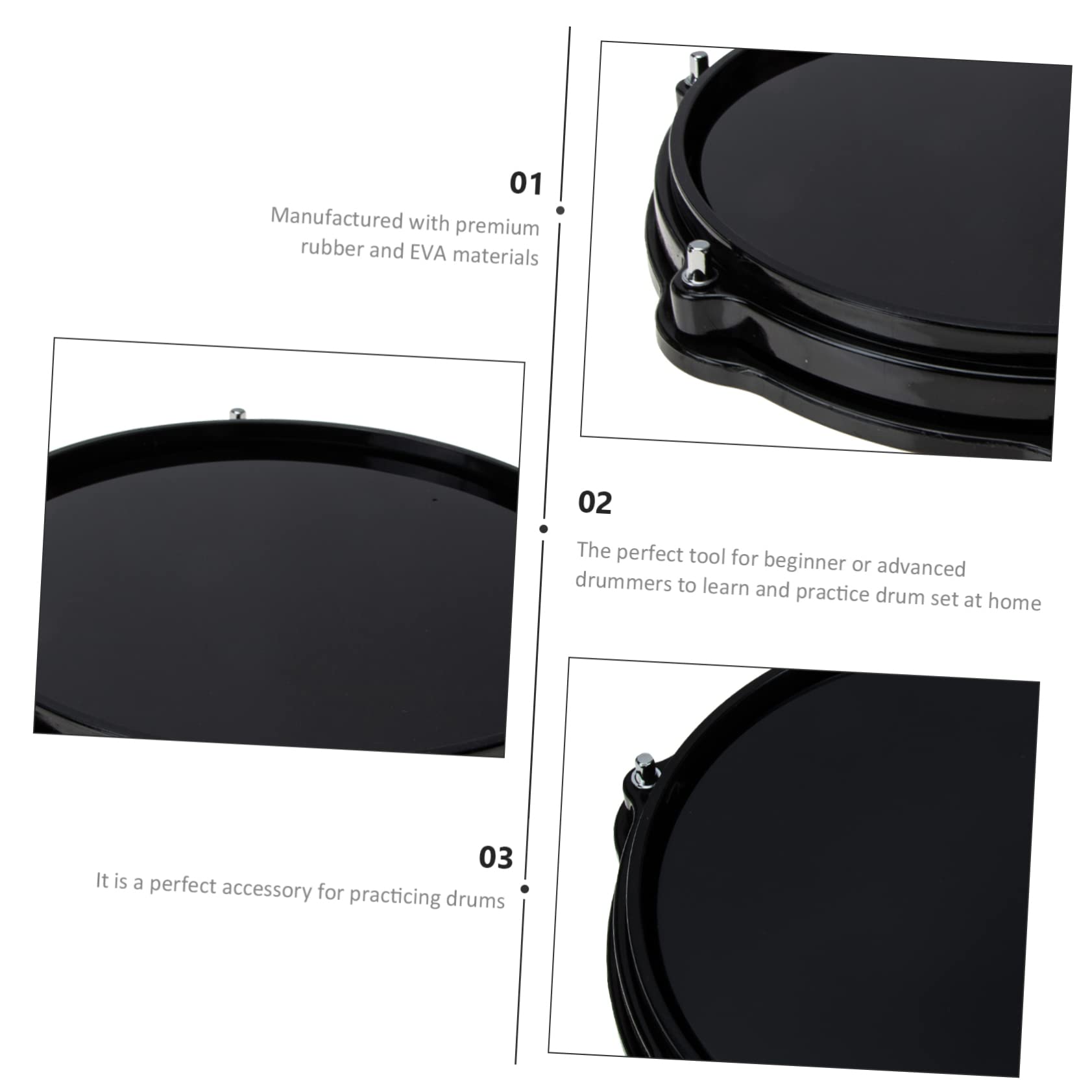 YARNOW Pad per Batteria da Allenamento in Gomma Eva Nero 10 Pollici
