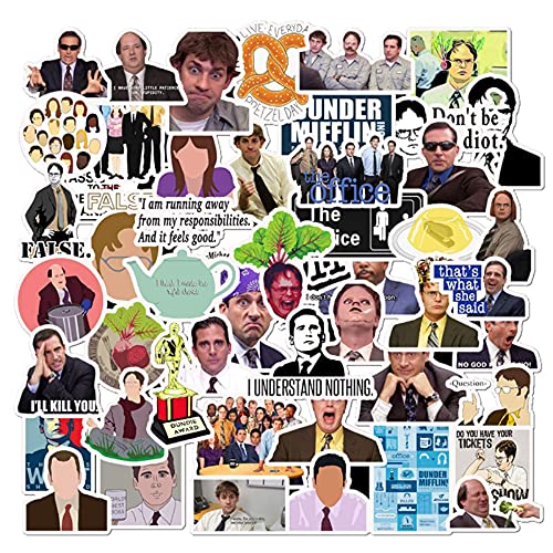 The Office Stickers 50 Piezas, Pegatinas para Ordenador Portátil, Vinilo de Bomba para Equipaje de Coche, Monopatín, Motocicleta - para Adolescentes y Adultos
