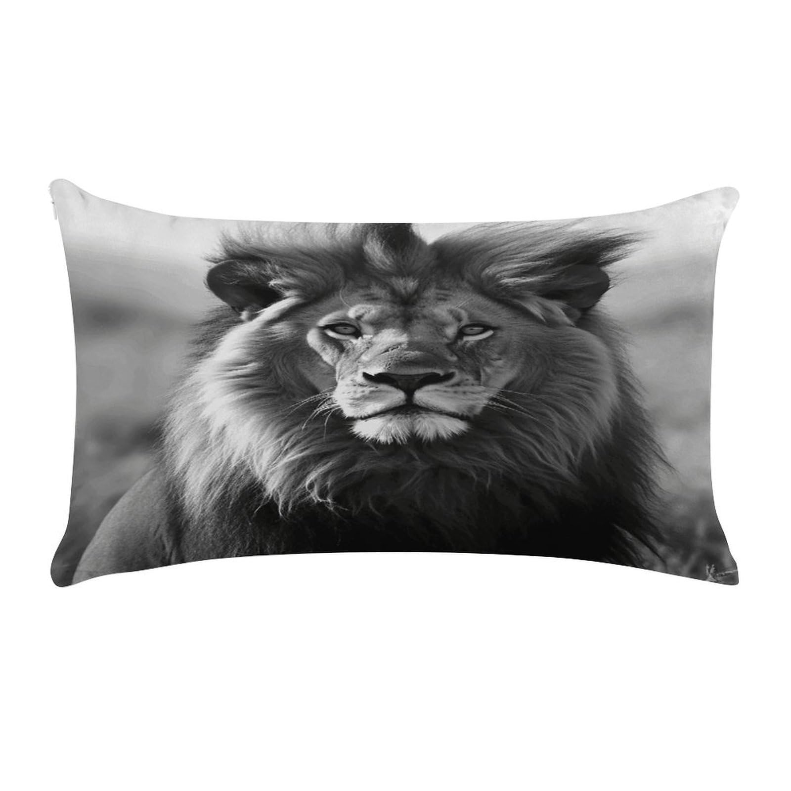 VstaDank African Lion Black and White Throw Pillow Covers Rectangular Cushion Case Short Plush Pillowcase with Zipper Luxury Cozy Lumbar Pillows Shells Decorative Pillow Shams 12 X 20 Inch