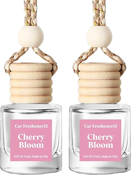 HoogaLife Car Air Freshener Diffuser 2 Pack Hanging Cherry Bloom Car Air Freshener for Women 45+ days Long Lasting Fragrance Made in USA (C12)