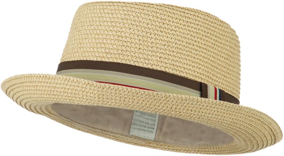 Kid's Pork Pie Stripe Band Fedora - Beige
