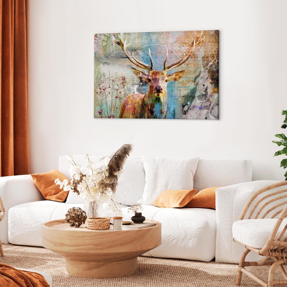 murando - Leinwandbild Abstrakte Tier bunt, 120x80 cm, 1-teilig, Wohnzimmer | Hochwertige Leinwand, sofort aufhängbar, ideal fürs Wohn- oder Schlafzimmer, wasserfest und lichtecht, langlebig, stilvoll