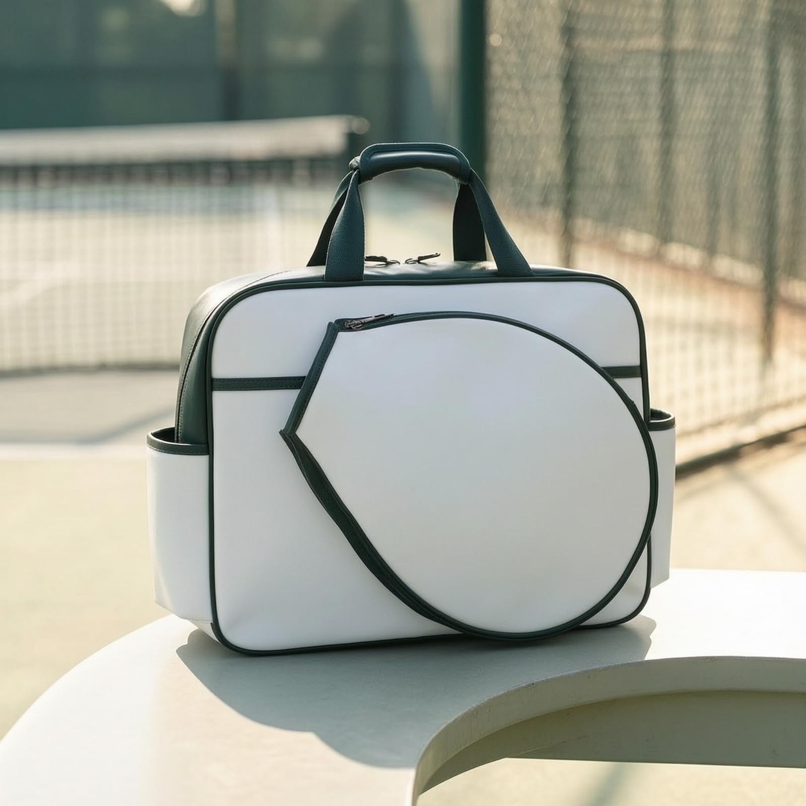 Borsa per Racchette Borsa Tennis Borsone Sportivo Borsa Padel Borsa Badminton in Materiale PU Frontale Chiusura Zip Tasche Laterali E Tracolla