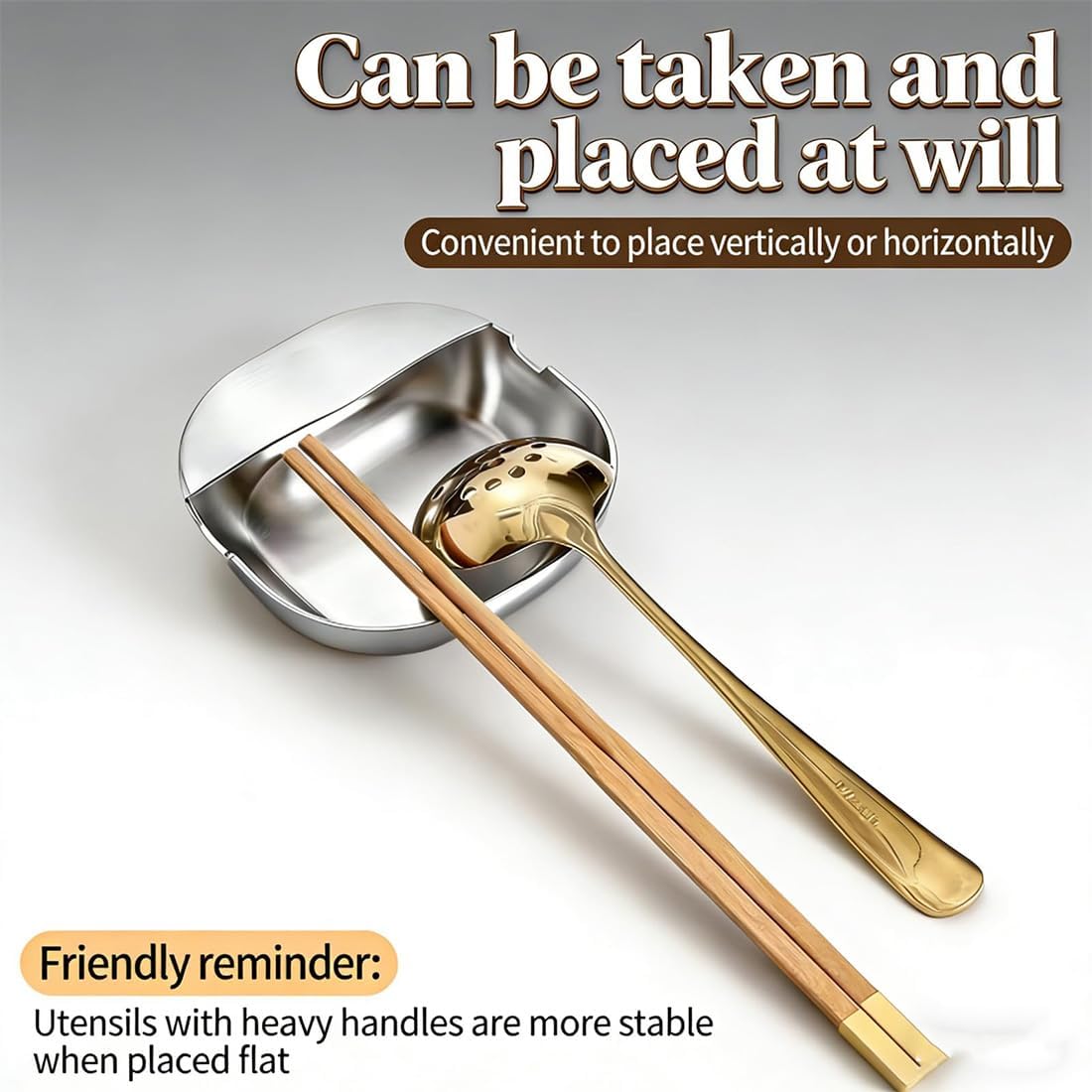 304 Stainless Steel Spoon Rest & Multipurpose Kitchen Utensil Holder, Self-Standing Ladle Holder with Stable Base Large, for Stove Top & Kitchen Counter (3)