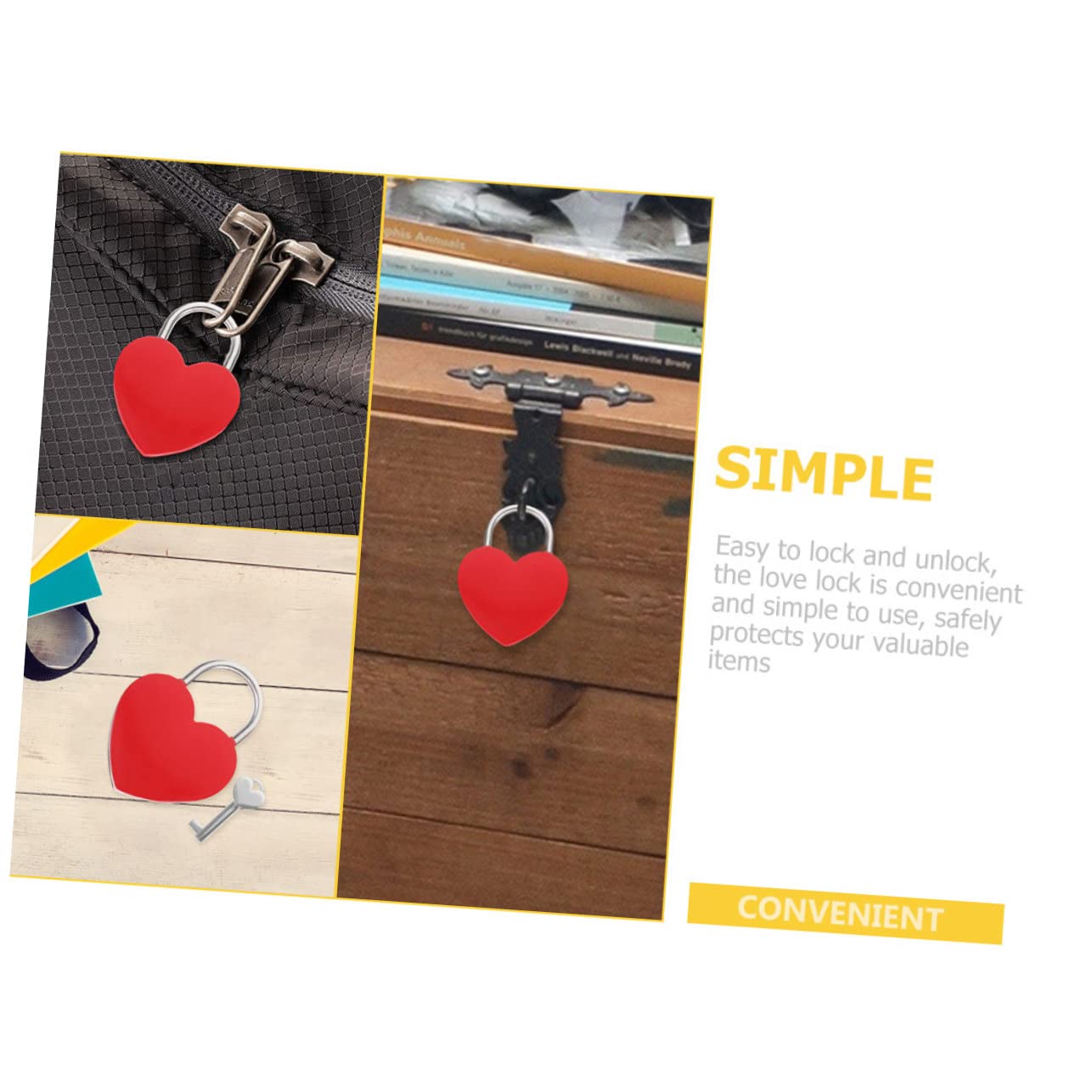 ARTIBETTER 6 Set Di Lucchetti A Forma Di Cuore Per Bagagli Lucchetti in Lega Di Zinco Chiavi Piccoli Armadietti Cassaforte Decorativa Da Viaggio