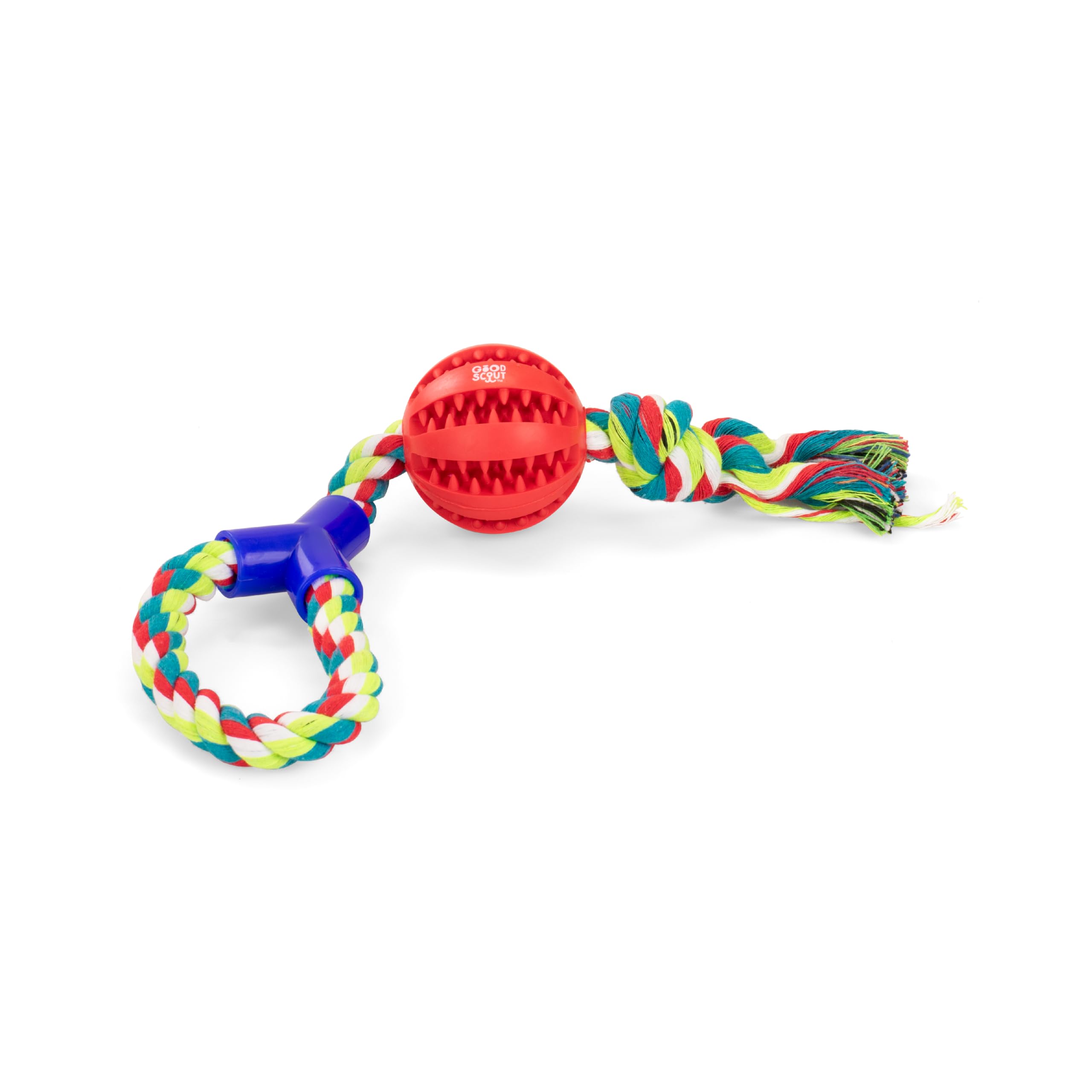 Good Scout Rubber Dental Ball Cotton Rope Dog Toys for Tugging Chewing Best Dog Toy for Fetch Chew