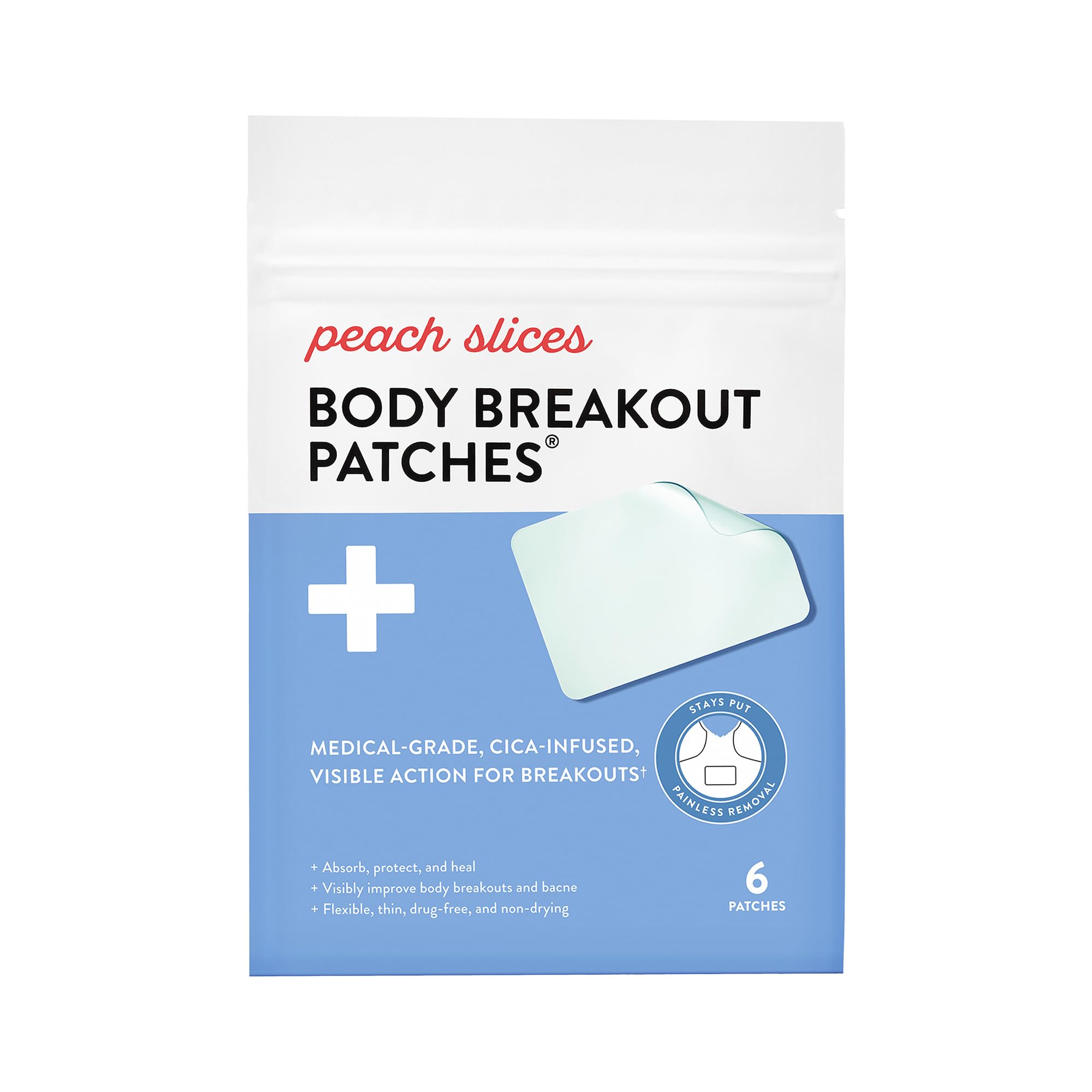 Peach Slices - Body Breakout Patches (6 ct) - Overnight Body Pimple Patches - Hypoallergenic - Flexible & Painless - Cica & Hydrocolloid Bandages - Vegan & Cruelty Free - Korean Skin Care & Beauty