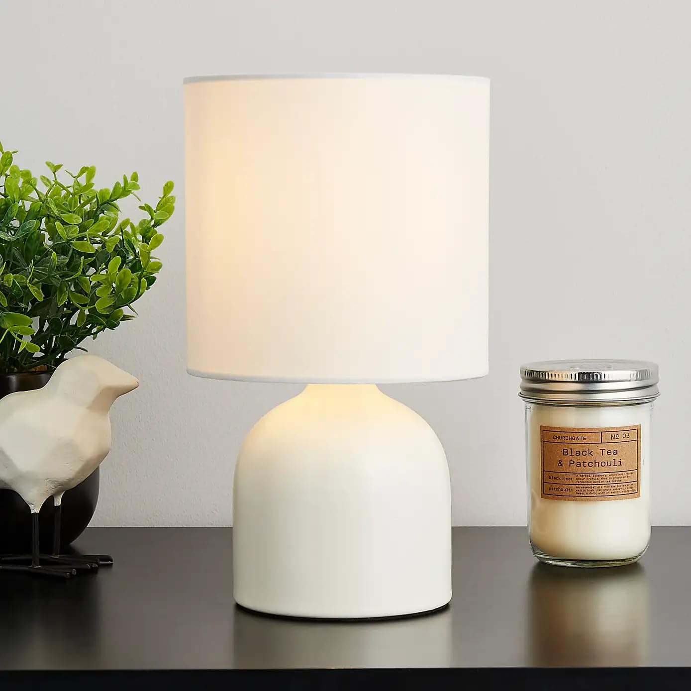 New Elegant & Contemporary Design Table Lamp Ceramic Base and Fabric Shade Table Lamp Office Home Decor (Cream)