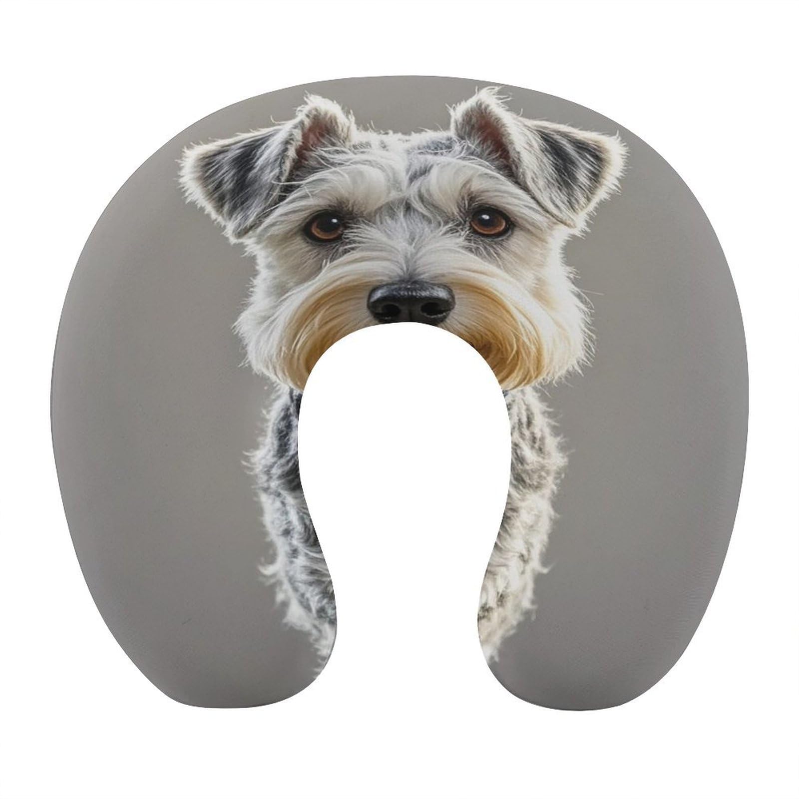 FekiLoot Animal Schnauzer Dog Travel Pillow Comfortable U Shape Memory Foam Pillows Neck and Head Support Portable Travel Neck Pillow Suitable for Planes Trains Self-Driving Cars