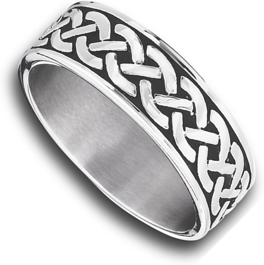 Sac Silver Celtic Infinity Braid Knot Woven Wedding Ring Stainless Steel Band Sizes 7-15