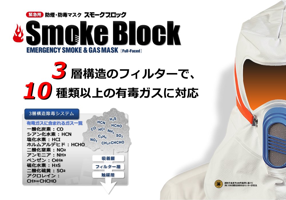 Amazon.co.jp: 緊急用 防毒・防煙マスク 「スモークブロック」 フル