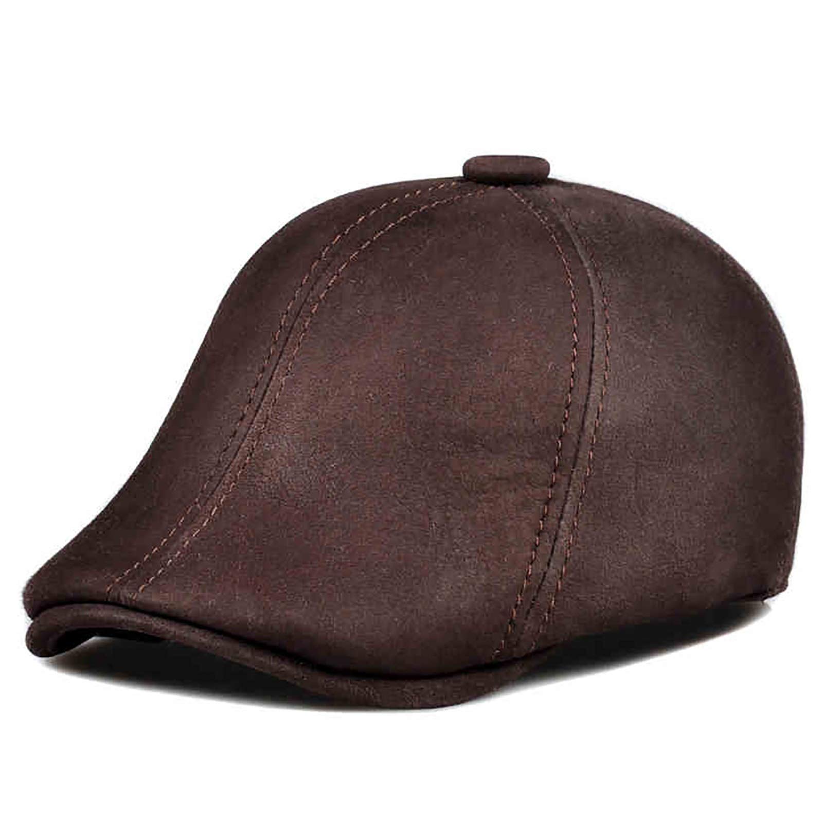 G&F Uomini Pelle Berretto Cappello Piatto Pelle Pecora Tenere Caldo Inverno Lana E Pelliccia per Anziani 55-60 Cm