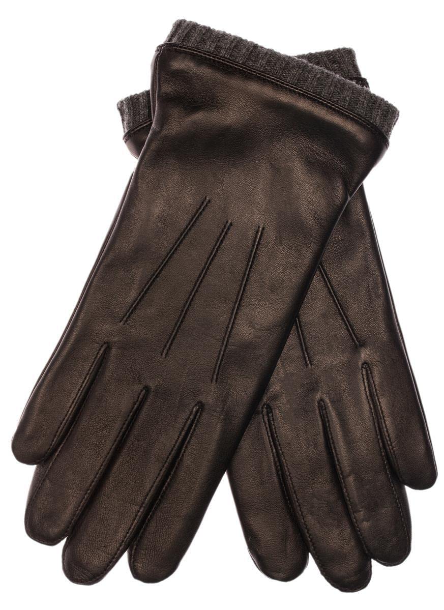 EEM gants cuir homme, cuir italien souple, doublure polaire, poignets tricotés