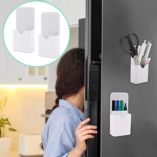 Miniatura 2 de Vin Beauty Soportes magnéticos para rotuladores para refrigerador, 2 soportes magnéticos para bolígrafos, soporte para lápices, soporte para