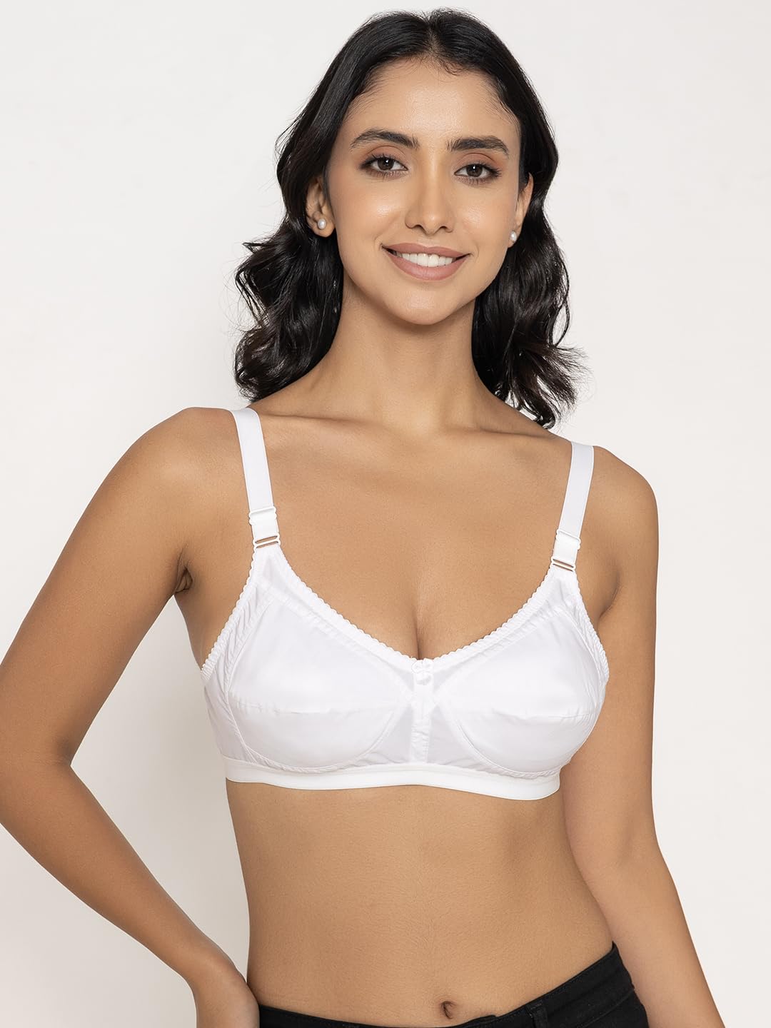 61MmXDNeV0L._SL1440_ INKURV Women's Cotton Full Coverage Bra| Non-Padded Wire-Free| Soft, Breathable & Comfortable| High Support Seamed Cups for Natural Lift-Zyra Combo of 2