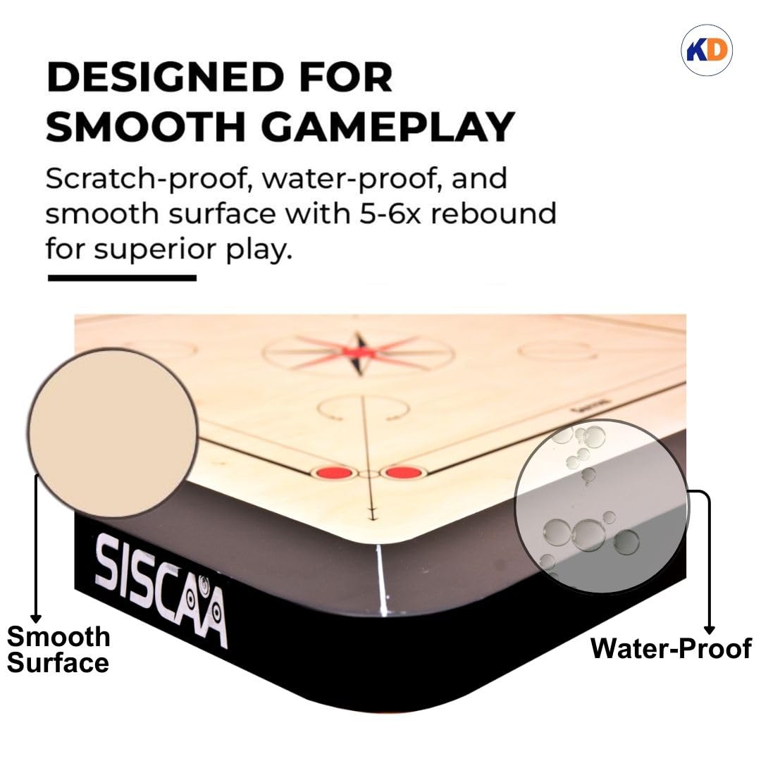 KD Willmax Siscaa Fighter Carrom Board - Lavagna nera con strato di betulla inglese (16 mm, Champion)