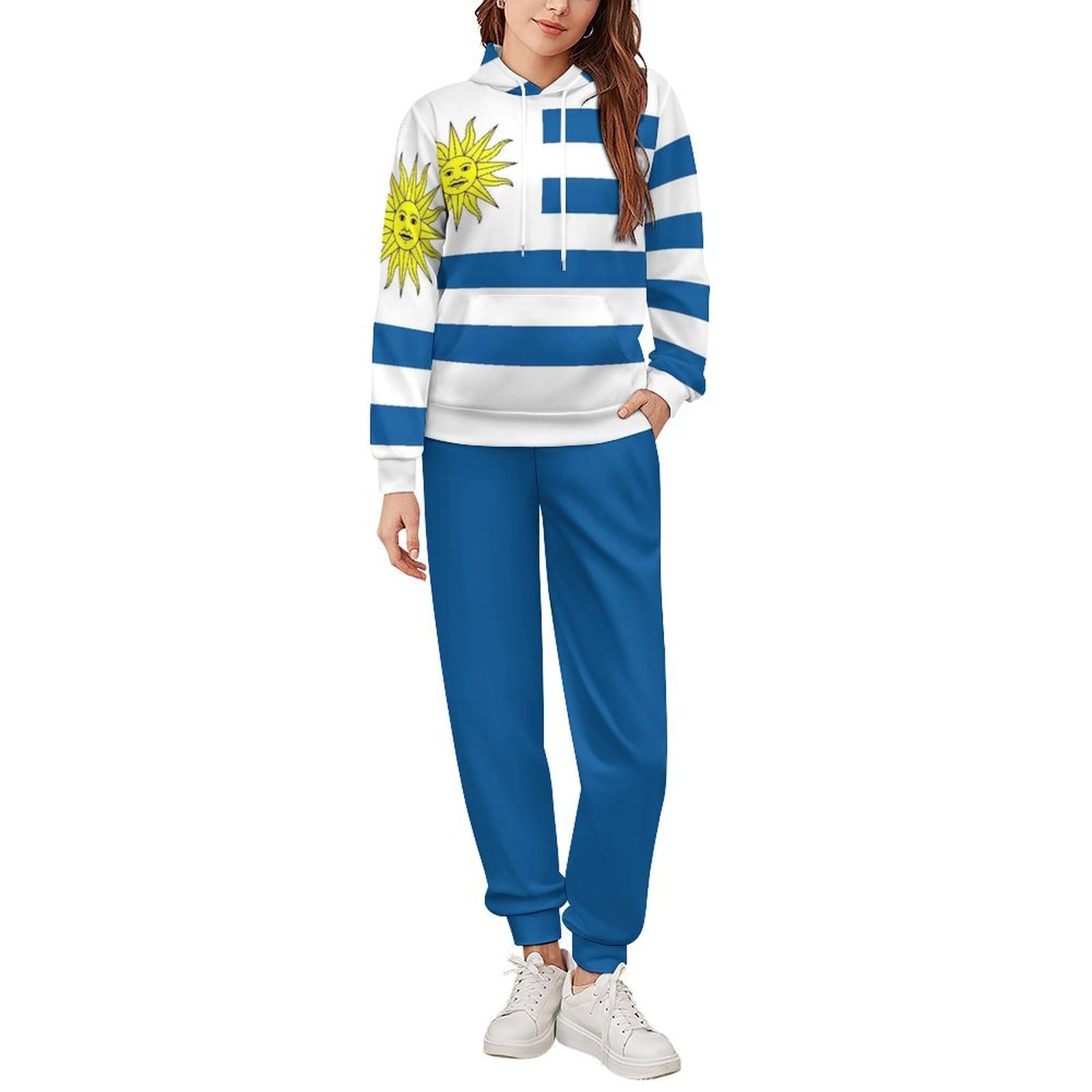 Tuta Da Ginnastica Da Donna Set Completo Da Salotto 2 Pezzi Tute Da Ginnastica Da Uomo Bandiera Della Repubblica Dell'Uruguay Manica Lunga Abbigliamento Sportivo Unisex Moda Casual