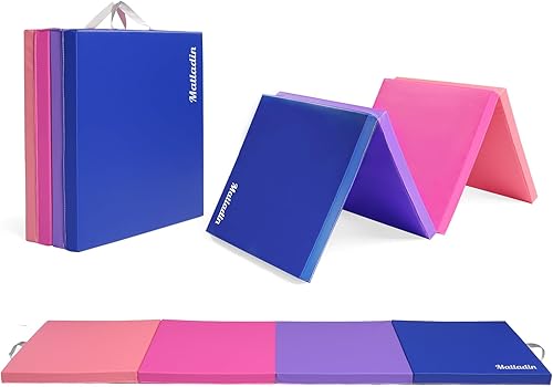 Colchoneta plegable de 8 pies para gimnasia, gimnasio, ejercicios aeróbicos, 8 x 2 x 2 pulgadas, alfombrillas de piel sintética para estirar, yoga,