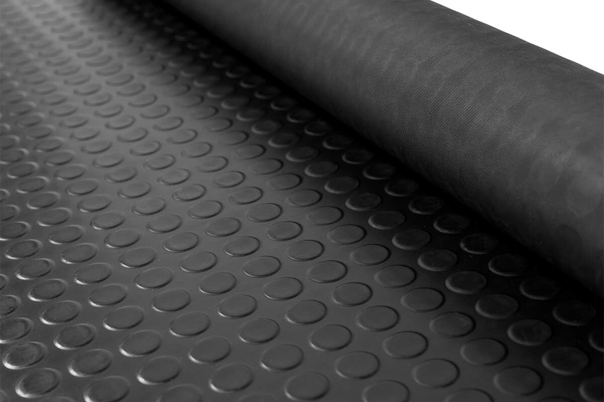 Tappeto Gomma Antiscivolo Copri Pavimento H120 Cm ALTO Spessore 3mm Nero Robusto su Misura (300X120_BOLLO_GOMMA)
