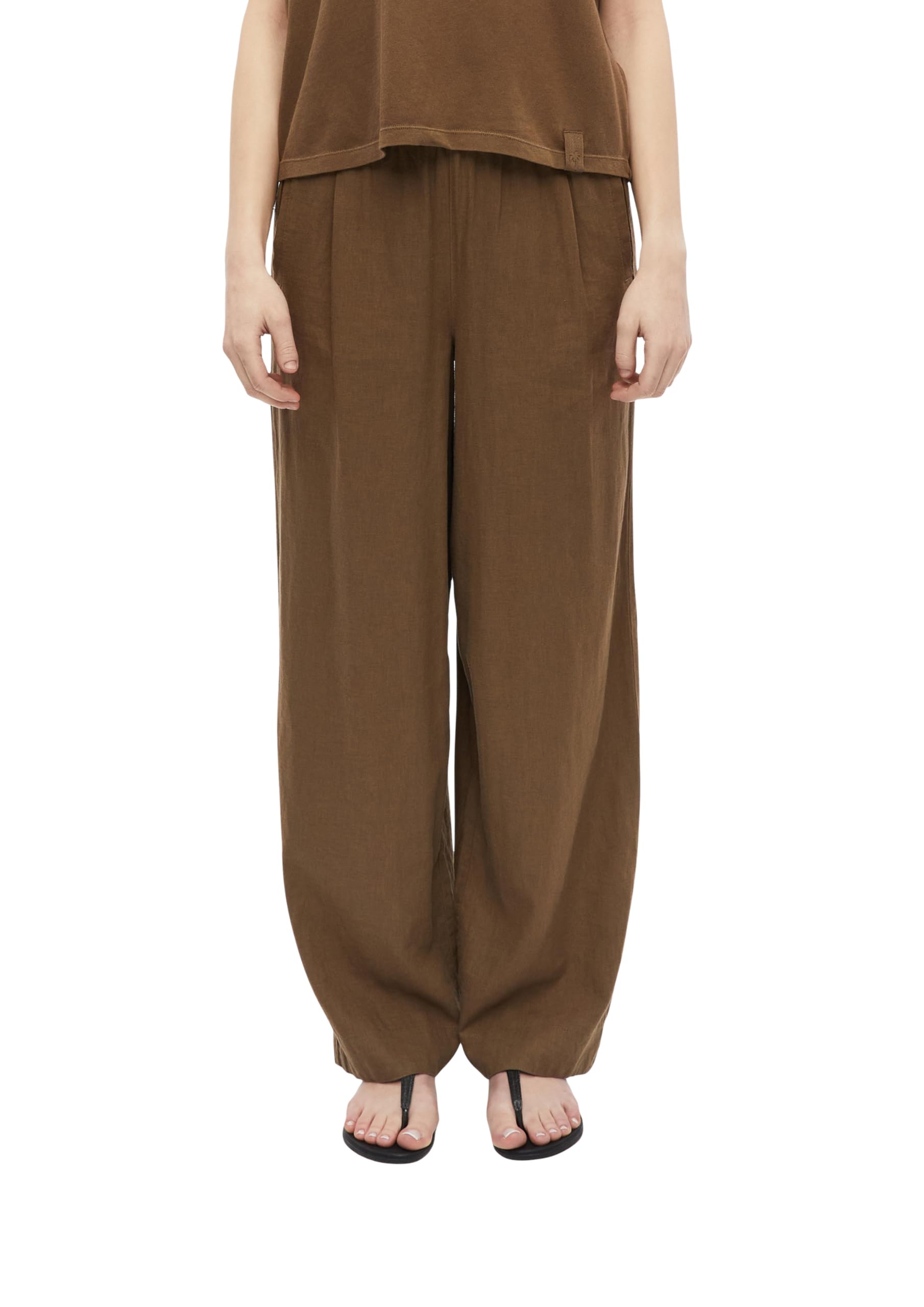 s.Oliver 2179148 Women's Long Linen Mix Trousers, Brown, 20