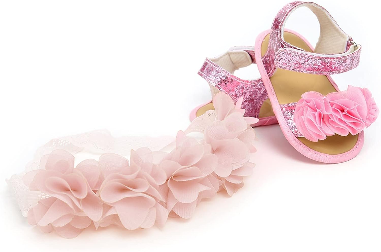 Baby Infant Girls Rose Princess Sandals The Floor Barefoot Non Slip First Walkers Prewalker Little (Pink, 0-6 Months)
