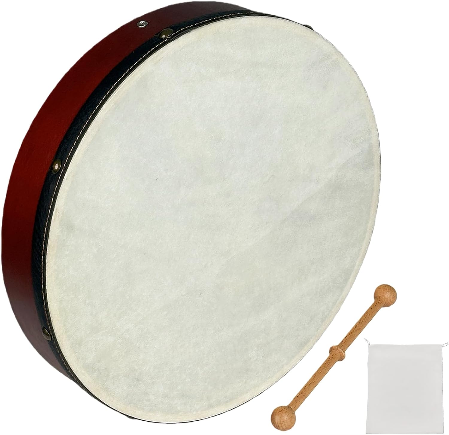 HighLight 12" Bodhran drum Handcrafted Irish Instrument with Goatskin Drumhead, Crisp & Musical Tone, Included Hardwood Mallet (12-inch)