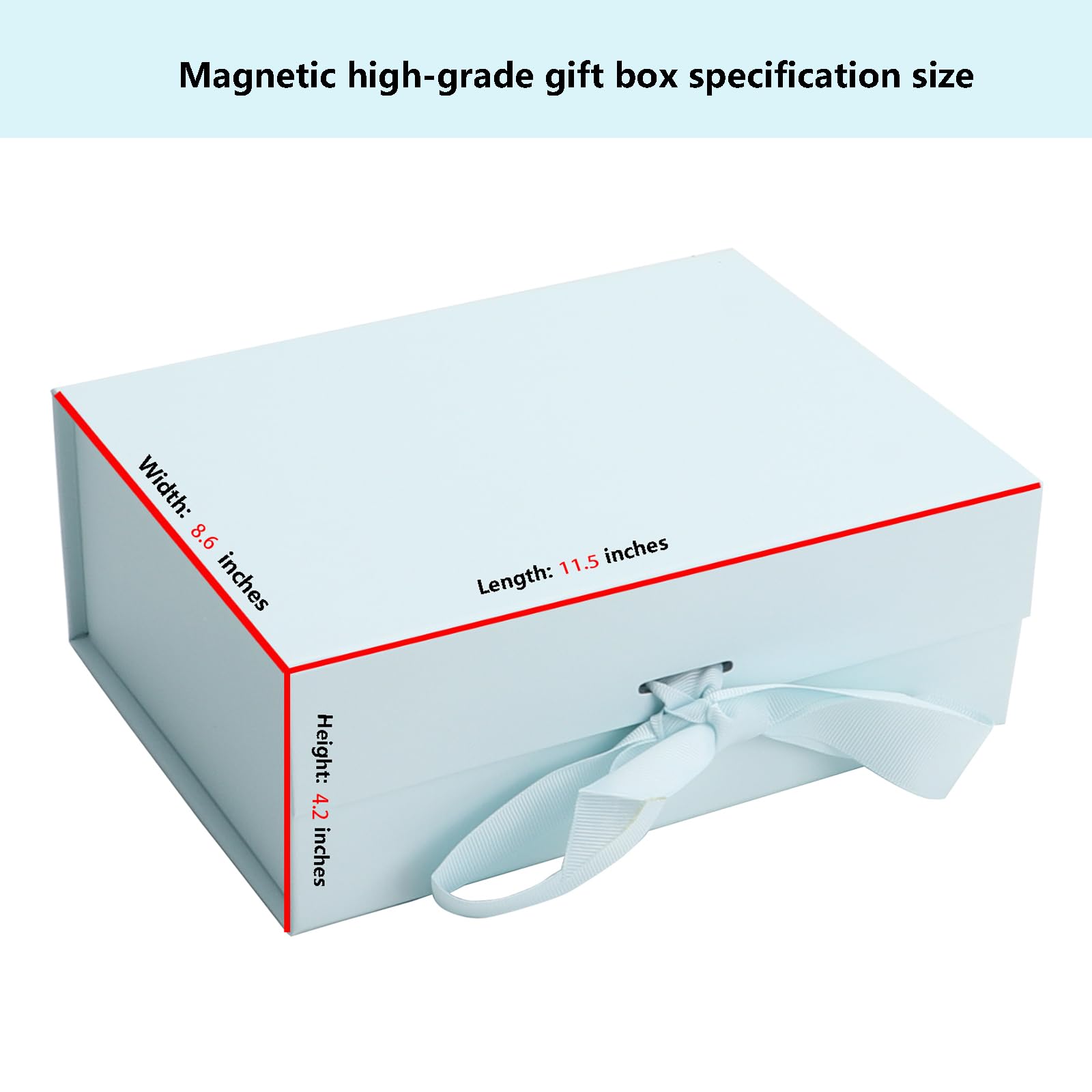 MEIANJU Luxus-Geschenkboxen, glänzend, magnetisch, mit Schleife, 29 x 21 x 11 cm, faltbar, für Trauzeugen, Heiratsantrag, Hochzeit, Geburtstag und elegante Geschenkverpackung, Hellblau, 5 Stück