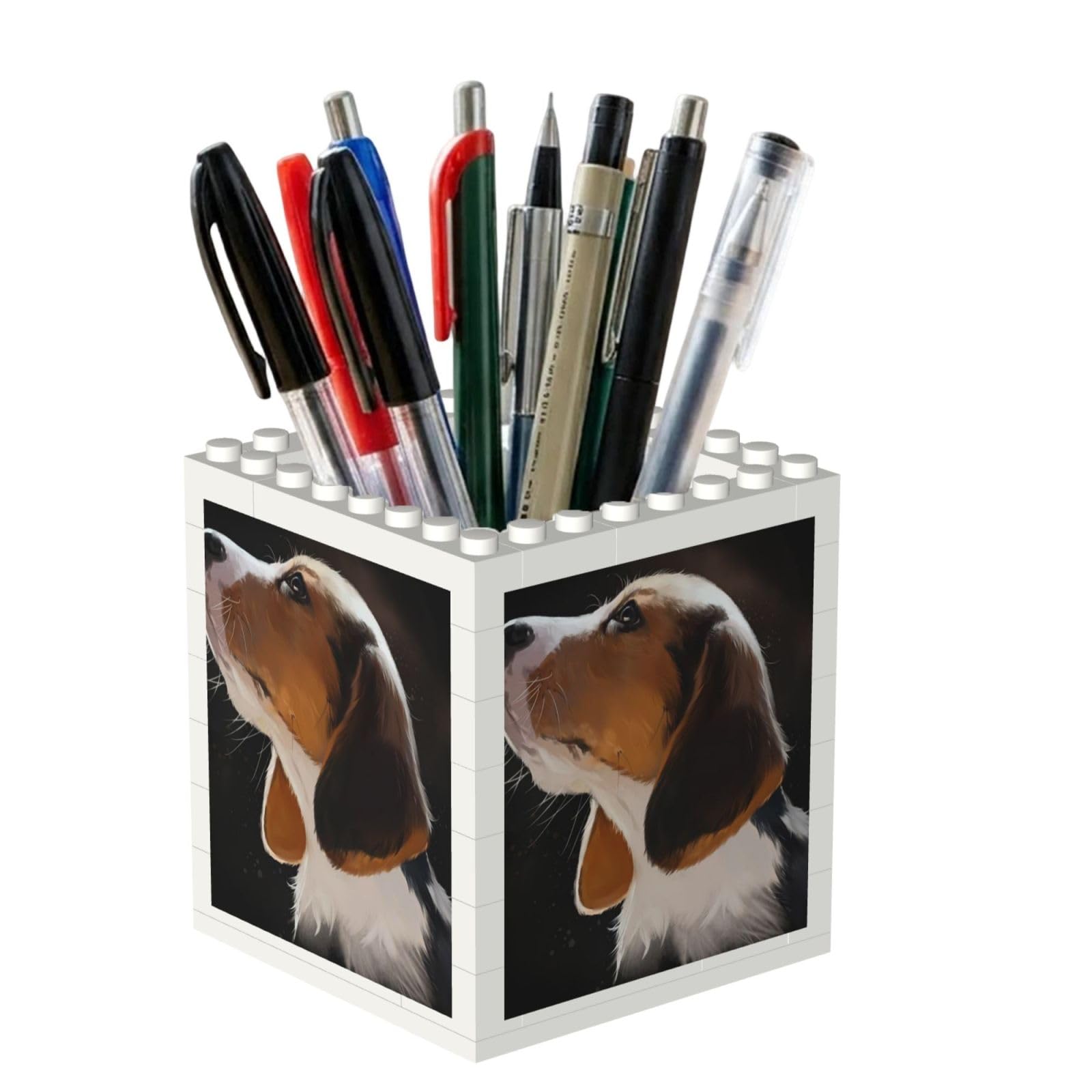 Poadnly Beagle Puppy Dog Welcome Garden, Pen Pot Pencil Holder for Office Home School, Compact Desk Organiser for Office Stationery