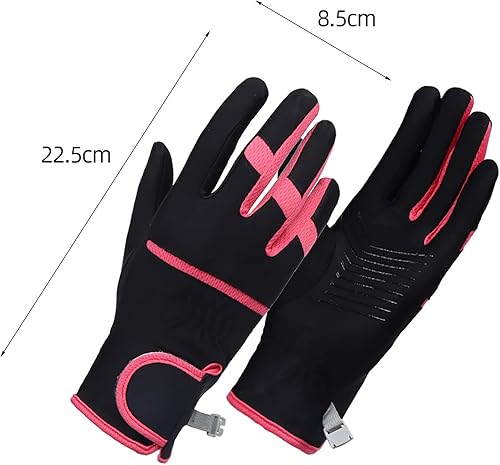 Miniatura 3 de 1 par de guantes de conducción de seda de hielo de verano con cinta de cierre ajustable, guantes de protección solar para mujer, con punta de dedos