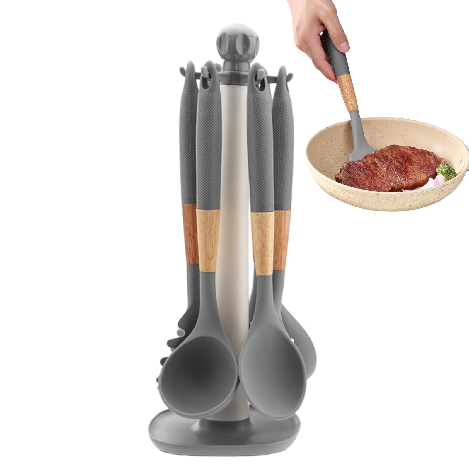 Utensilios de Cocina de Silicona Juego de 7 Piezas Resistente al Calor | Utensilios de Cocina para Cocinar para Hogar, Apartamento, Restaurante, Camping, Cocinar,