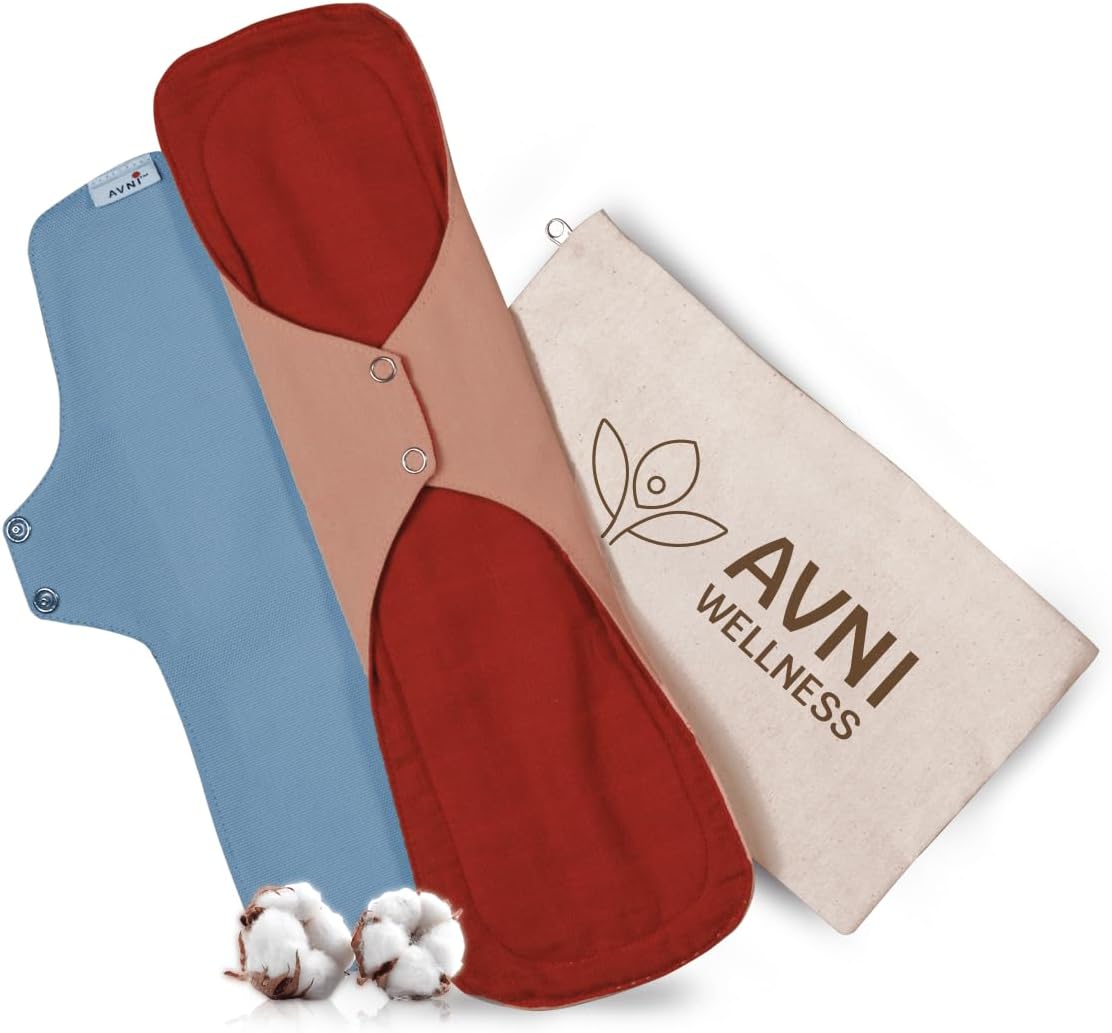 Lush Reusable Cloth Sanitary Pads for Women | 1L + 1XL | Day & Night Trial Combo |Superabsorbent Heavy Flow Sanitary Pads | Organic Cotton Sanitary Pad | Antimicrobial Laboratory Tested, Chemical-Free | Patented Design | Lasts 3 years | Plus size women | Trial Pack of 2 with Cloth Storage Pouch | 240 + 280 mm combo pack