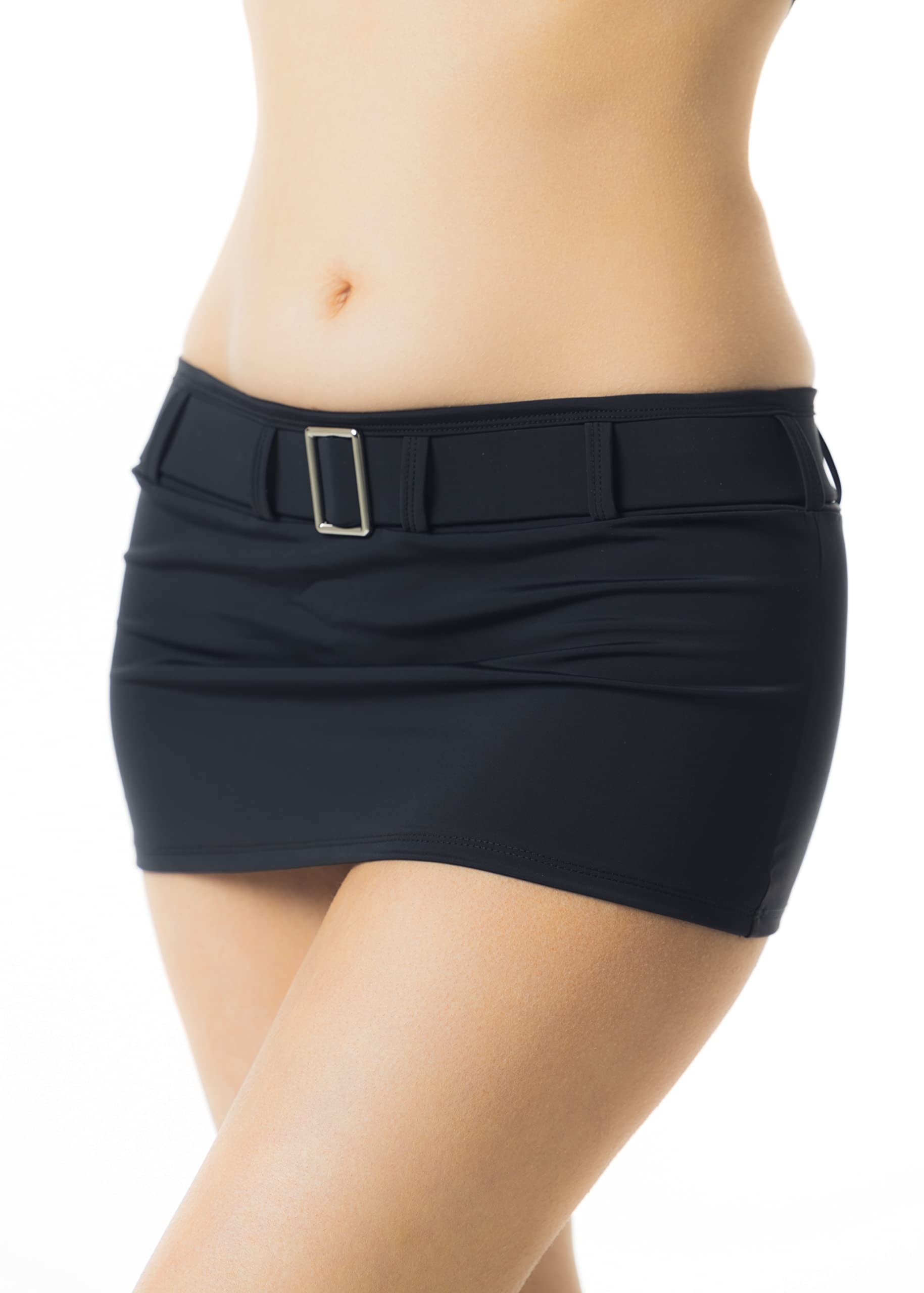 Low Rise and Belted Mini Skirt - Black XX-Large Plus Short