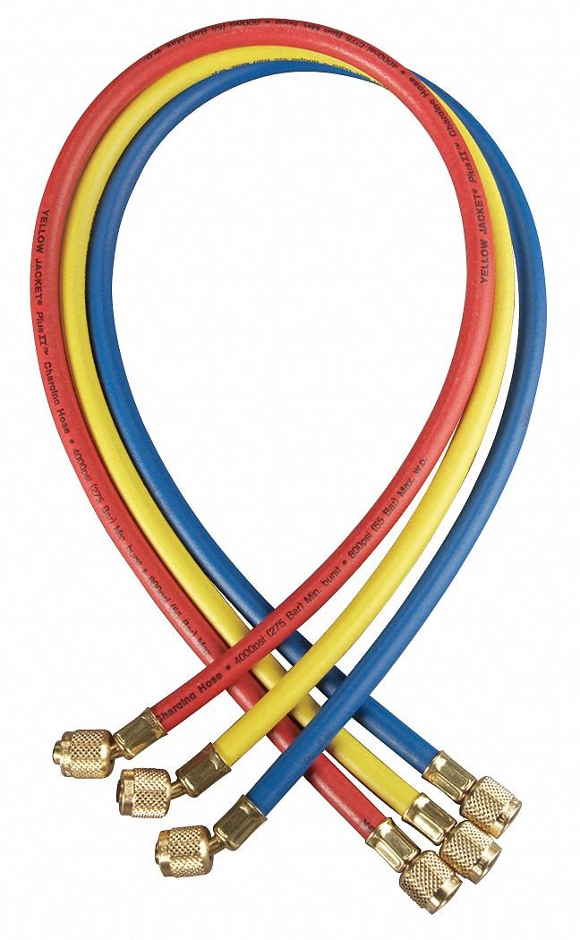 Yellow Jacket Charging/Vacuum Hose, 72 in, Yellow