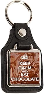 Keep Calm and Eat Chocolate - Square Medallion Keyring