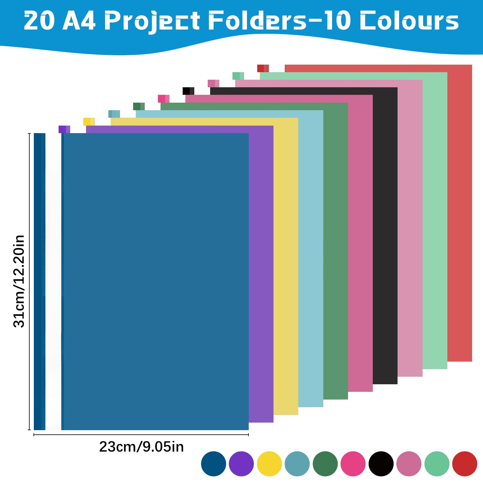 20 PCS A4 Project Folder, Plastic Display Folder, Presentation Folders with Clear Cover, Folders for Paperwork A4 - Image 2