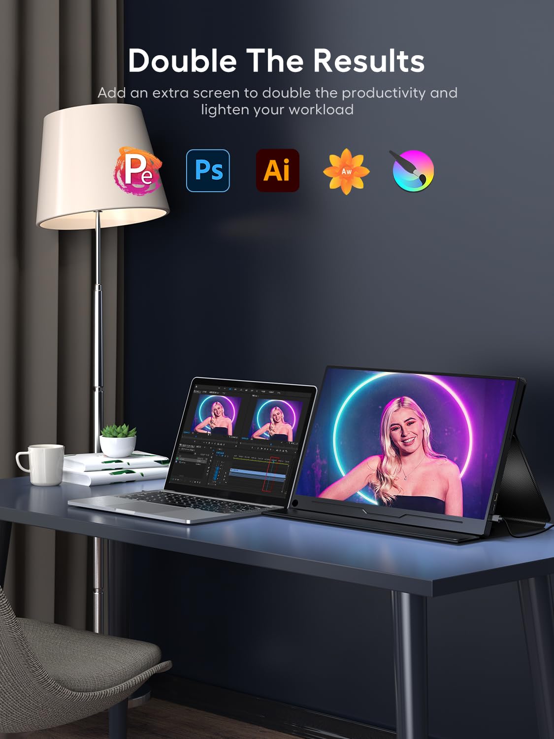 Uperfect 18,5-calowy 120Hz przenośny ekran z matowym wyświetlaczem IPS Full HD 1920 x 1080 USB C Mini HDMI dla laptopa PC Switch PS4/5 Xbo Raspb Pi, metalowa obudowa, przenośny monitor VESA Mount