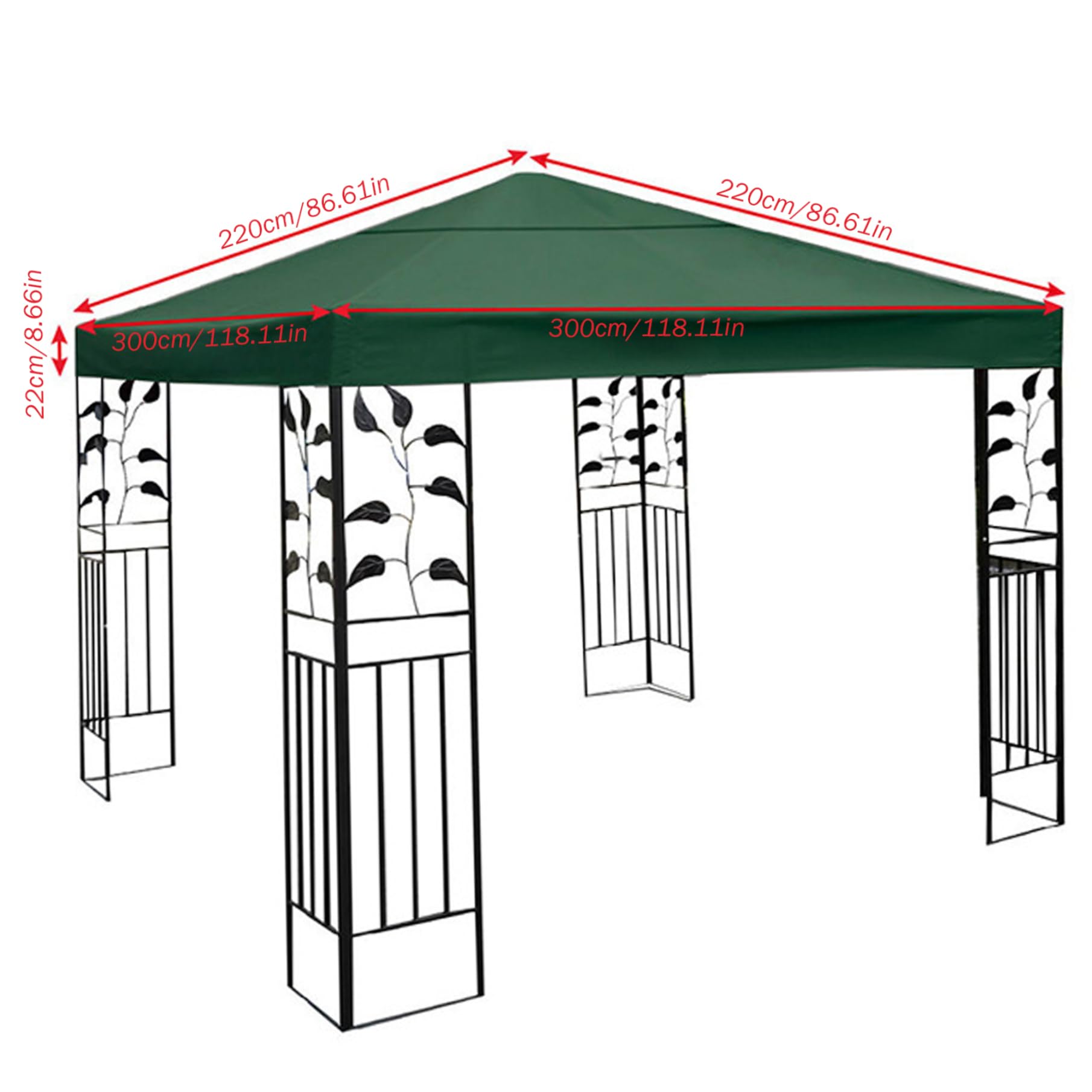 Wodoodporna, ciemnozielona osłona pawilonu, ochrona przed promieniowaniem UV, minimalistyczny design, idealna na imprezy w ogrodzie, grille, zastępcza osłona do pawilonu (tylko osłona)