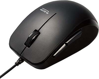エレコム マウス 有線 M-BL28UBSKBK 5ボタン ラバーグリップ 静音 抗菌 ブラック