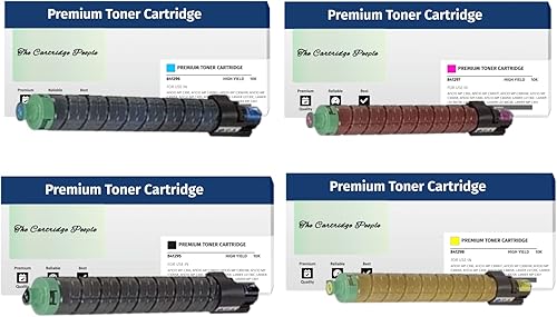 The Cartridge People Paquete de 4 repuestos compatibles CMYK para tóner Ricoh MP C300 / MP C400 / MP C401 (841724,841725,841726,841727), negro