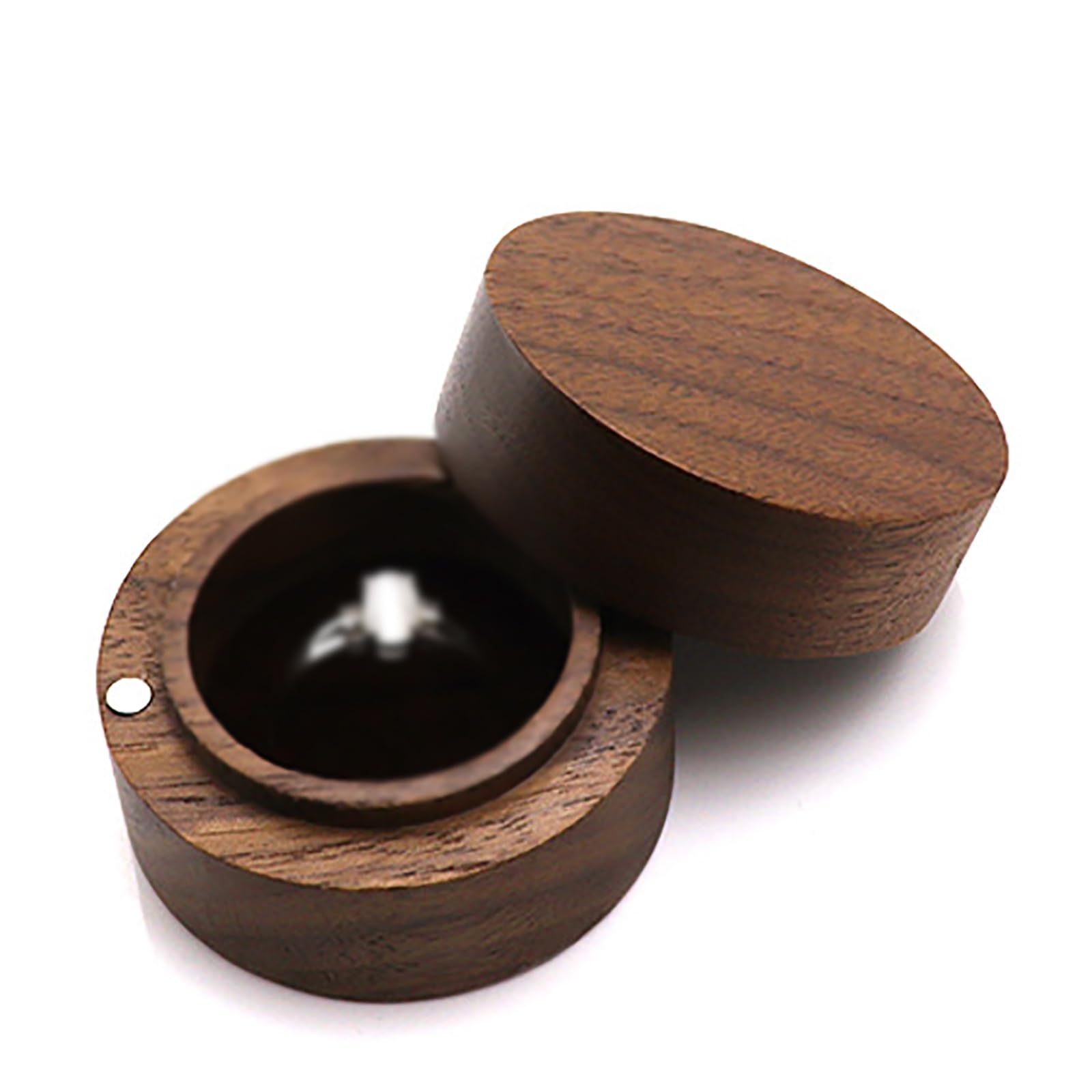 DUMRALBQE Wooden Ring Box Creative Round Wooden Ring Box for Storage and Placement(Noir)