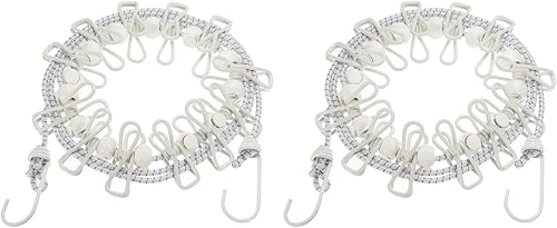 uxcell Tendedero de viaje, tendedero portátil con 12 pinzas para la ropa, 2 piezas de 6.07 pies a prueba de viento, elástico y resistente al viento,